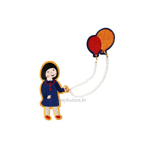 [Wappen brooch][TYPE C]Girl+Balloon.소녀와 풍선 와펜브로치